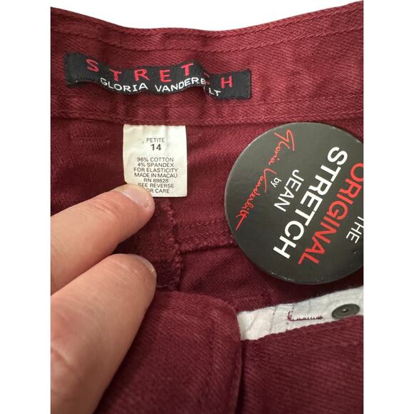 Gloria Vanderbilt Amanda Stretch Jeans Cranberry Petite 14 High Rise New Tags - Picture 9 of 11